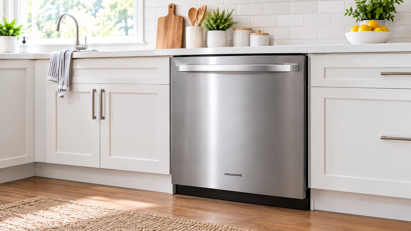 Frigidaire dishwashers stainless steel finish in a modern kitchen